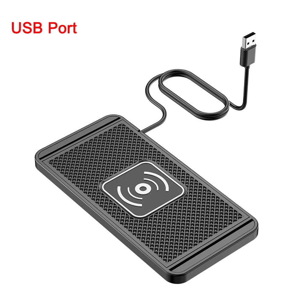 Cargador inalámbrico para coche para iPhone 16, 15, 15 Pro Max, 14, 13, 12 y X; Samsung S24 y S23. Cargador inalámbrico para coche con base de silicona y soporte. Cargador rápido