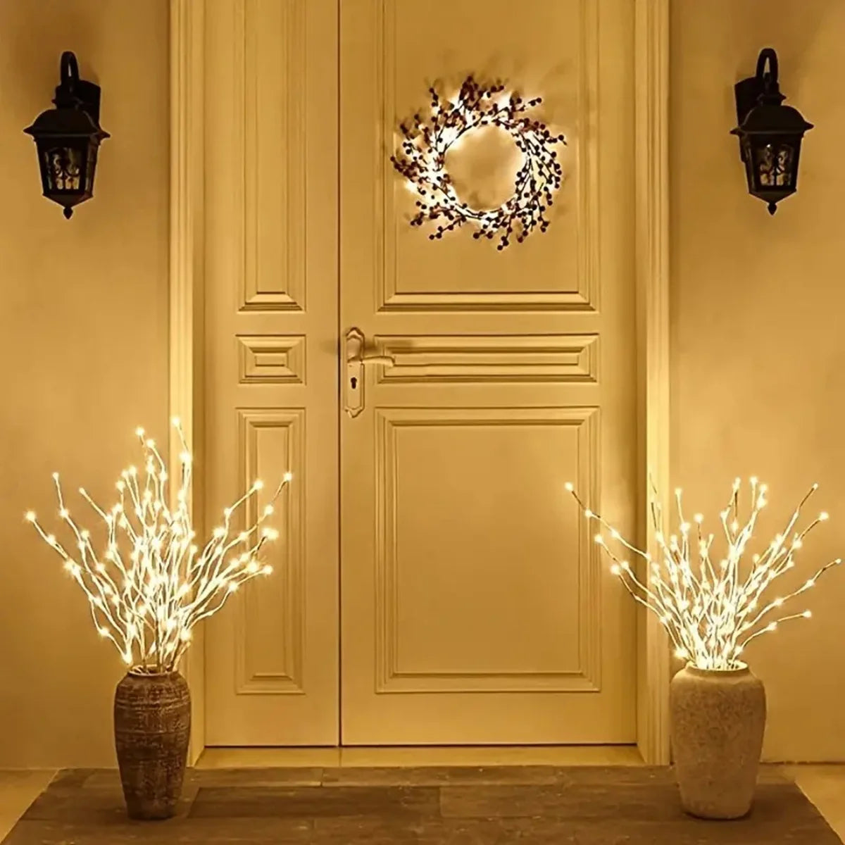 1 unidad de guirnalda de luces con ramas de abedul blanco, que funciona con pilas, con 20 luces LED tipo «fairy lights» y ramas de sauce, para la decoración del hogar, el dormitorio, interiores y exteriores