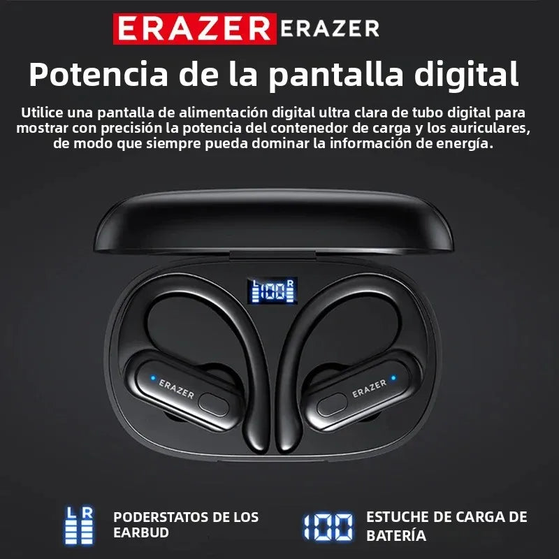 ERAZER XT60pro, auriculares Bluetooth, auriculares Hi-Fi, auriculares con reducción de ruido y micrófono, con gancho para la oreja