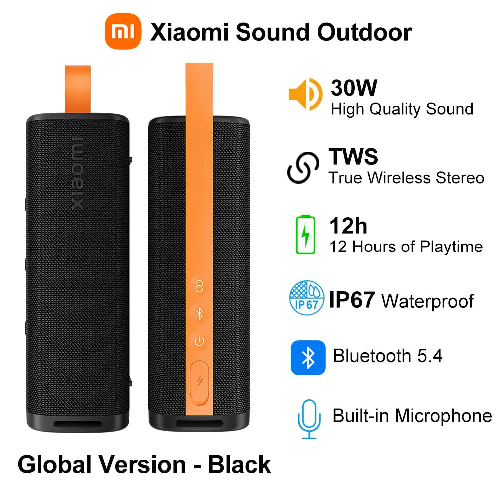 Versión Global Xiaomi Sound Outdoor, Parlante Portátil de 30W, Combo Estéreo TWS, Batería de Larga Duración de 12 Horas, Parlante Inalámbrico IP67 BT5.4