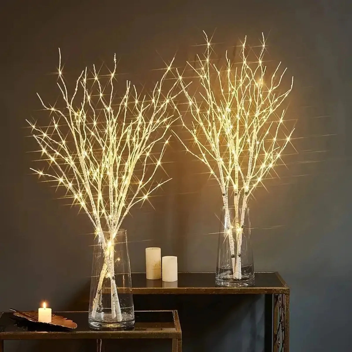 1 unidad de guirnalda de luces con ramas de abedul blanco, que funciona con pilas, con 20 luces LED tipo «fairy lights» y ramas de sauce, para la decoración del hogar, el dormitorio, interiores y exteriores