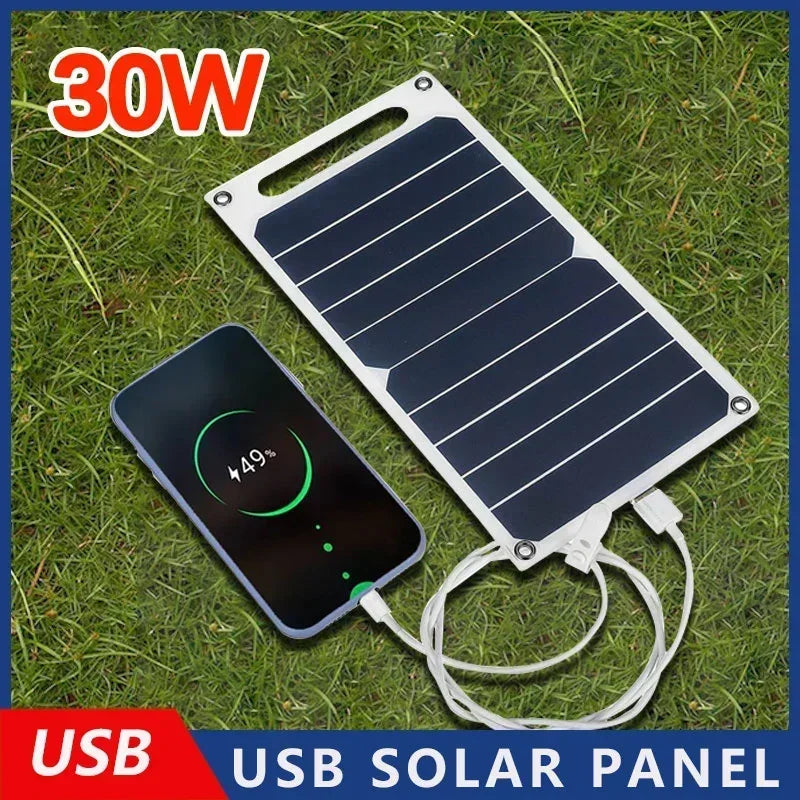 Panel de Carga Solar Impermeable 30W | Portátil para Camping y Exterior