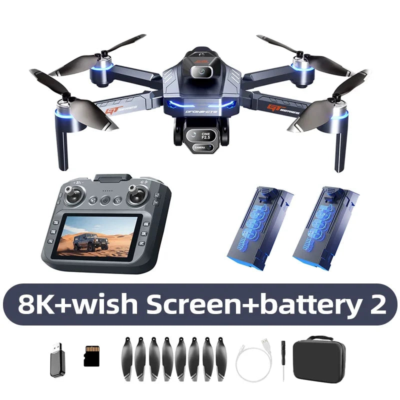 Lenovo GT8: Dron profesional 8K con doble cámara, GPS, FPV, motor sin escobillas, flujo óptico, función de vuelo estacionario y cuadricóptero plegable.
