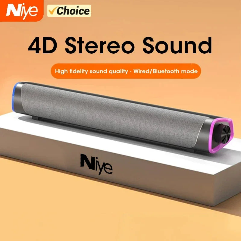 Niye: 4D sonido estéreo, subwoofer y Bluetooth, reproductor de música y altavoz con cable