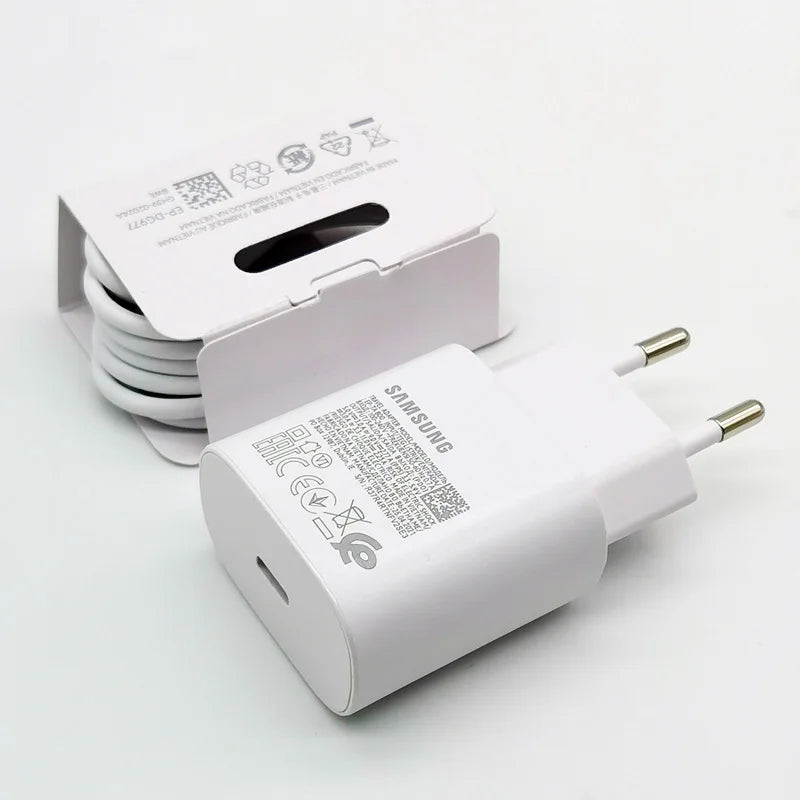Samsung: cargador ultrarrápido de 25 W  para Galaxy S24, S23, S20, S21, S22 Plus, Note 20, 10, A55, A35, A25, A15, Z Flip, Fold 6, 5, 4 y 3