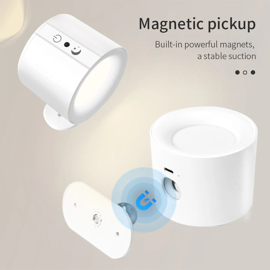 Apliques de pared LED con control táctil, lámpara de pared de doble cabezal, giratoria 360°, 3 colores, luces de pared e luces nocturnas inalámbricas para el dormitorio