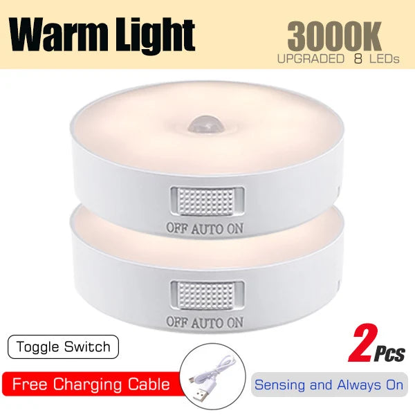 Lámpara LED con sensor de movimiento, recargable por USB, para cocina, dormitorio, escaleras, pasillo, armario y vestidor