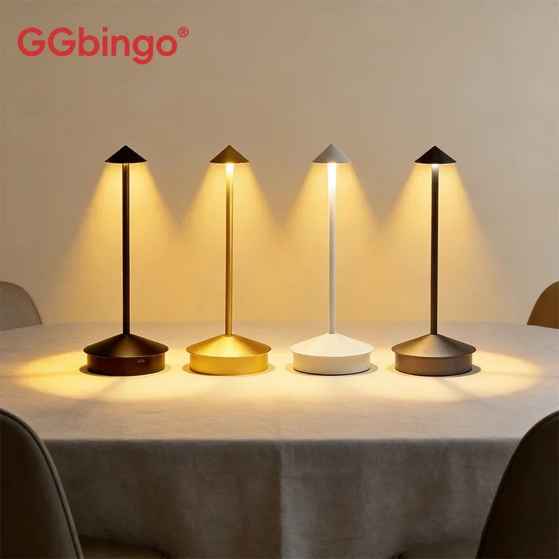 Lámpara de mesa LED recargable con sensor táctil, lámpara de noche para restaurante, hotel, bar y dormitorio, con 3 temperaturas de color y regulación continua de la intensidad