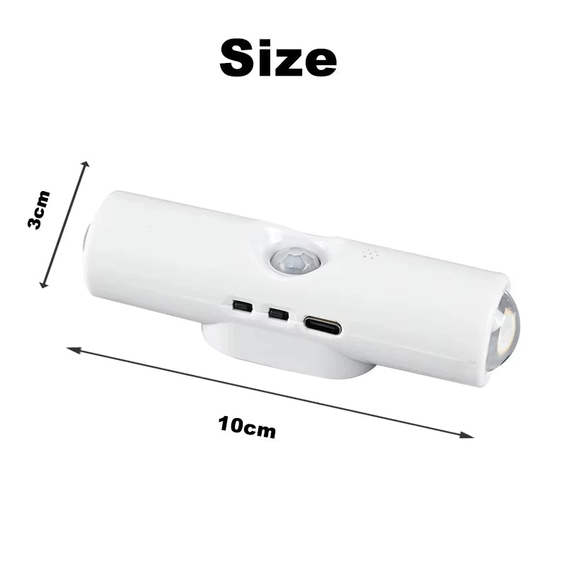 Aplique inteligente RGB de doble cabezal con sensor de movimiento, luz nocturna magnética y foco recargable para la decoración del dormitorio, el armario, el jardín y otras estancias