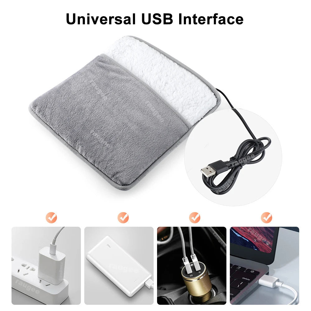 Calienta Pies Eléctrico USB - Alfombrilla Calefactora para Pies de Felpa Suave, Calentamiento Rápido, Calentador de Pies Eléctrico para Casa y Oficina