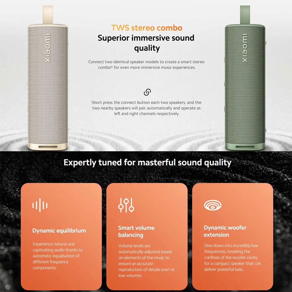Versión Global Xiaomi Sound Outdoor, Parlante Portátil de 30W, Combo Estéreo TWS, Batería de Larga Duración de 12 Horas, Parlante Inalámbrico IP67 BT5.4