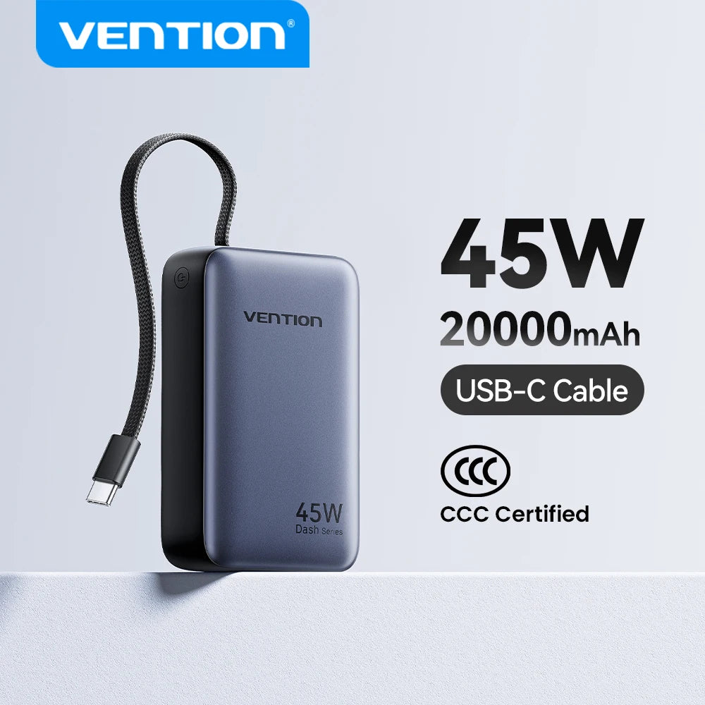 Vention CCC de 45 W y 20 000 mAh con carga rápida.