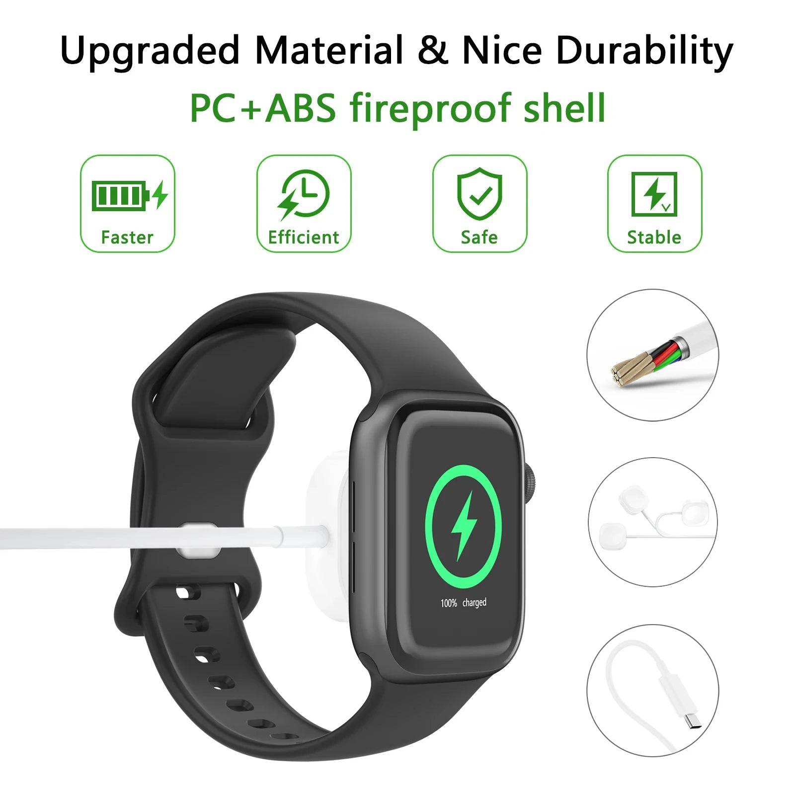 TekaGene: cargador inalámbrico magnético para Apple Watch Series 9, 8, 7, 6, 5, 4 y SE. Cable de carga rápida USB tipo C para iWatch Series 6, 3, 5, 3, 2 y 1.