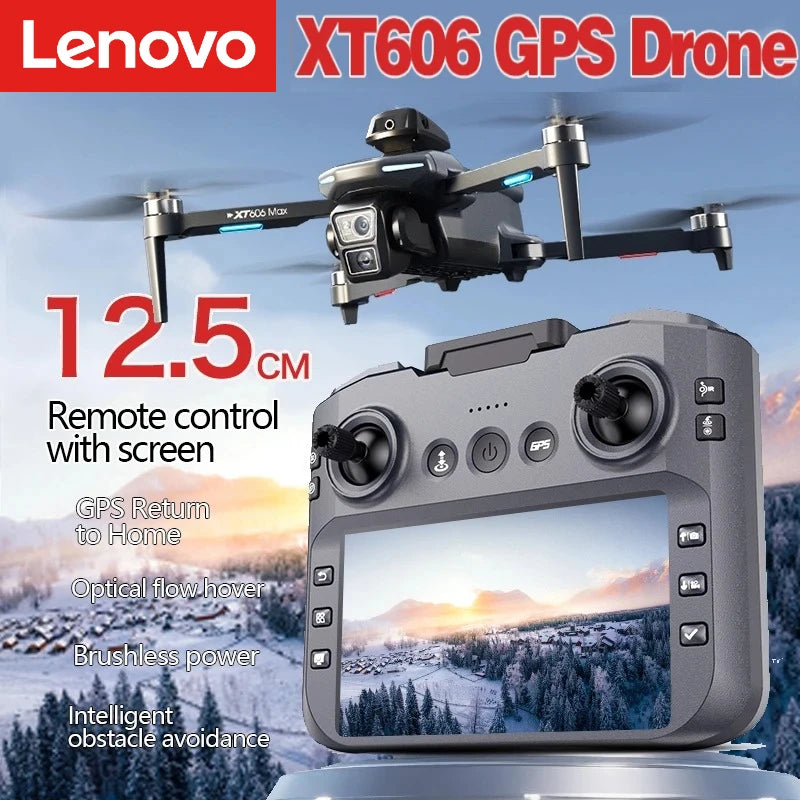 Lenovo XT606: Dron con GPS, cámara profesional 4K y 8K HD, pantalla FPV, sistema de evitación de obstáculos de 360°, cuadricóptero