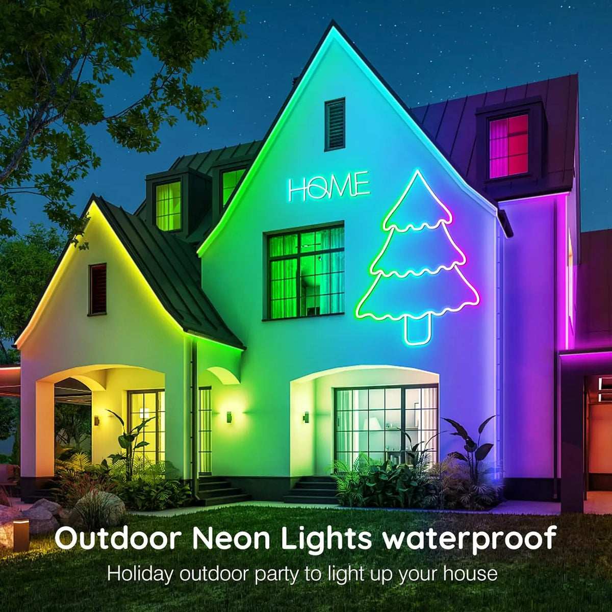 Luces de neón en forma de cuerda, luces LED flexibles en forma de cuerda con control mediante aplicación o mando a distancia, luces en forma de cuerda con múltiples modos, luces LED RGB de neón para exteriores con protección IP65 Wa