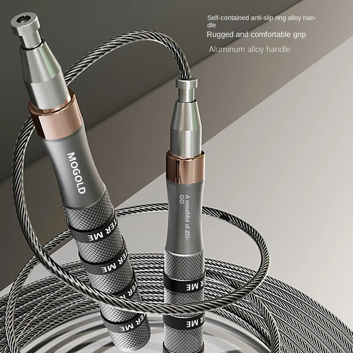 Comba de Saltar con Rodamiento Autoblocante, Mango de Aleación de Aluminio, Longitud de Cuerda Ajustable, Ideal para Aeróbic, Fitness y Competición Escolar