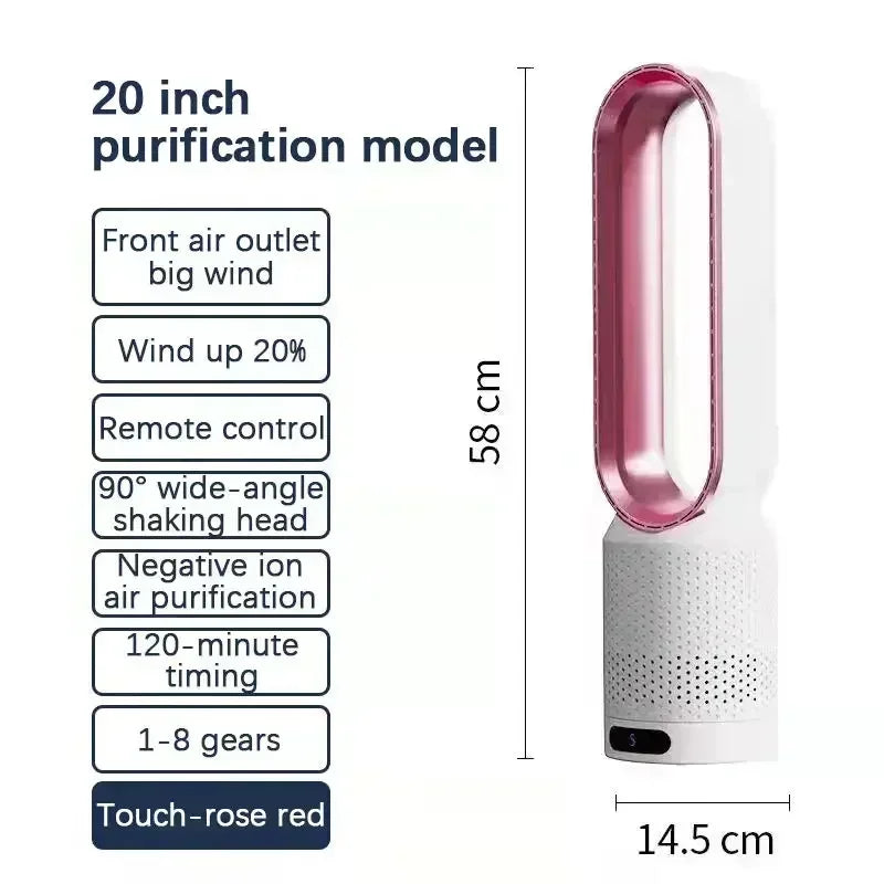 NUOYING: Ventilador sin aspas de 20 pulgadas,  ventilador eléctrico de torre ultrasilencioso para dormitorios.