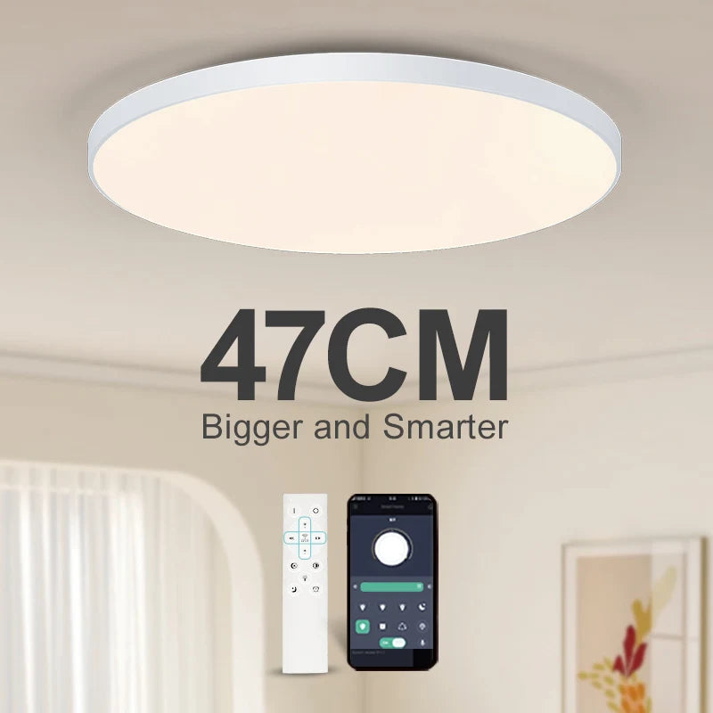 Lámpara de techo inteligente MARPOU, lámpara LED para dormitorio, lámparas de techo grandes, luces LED con mando a distancia, luces LED regulables para habitaciones