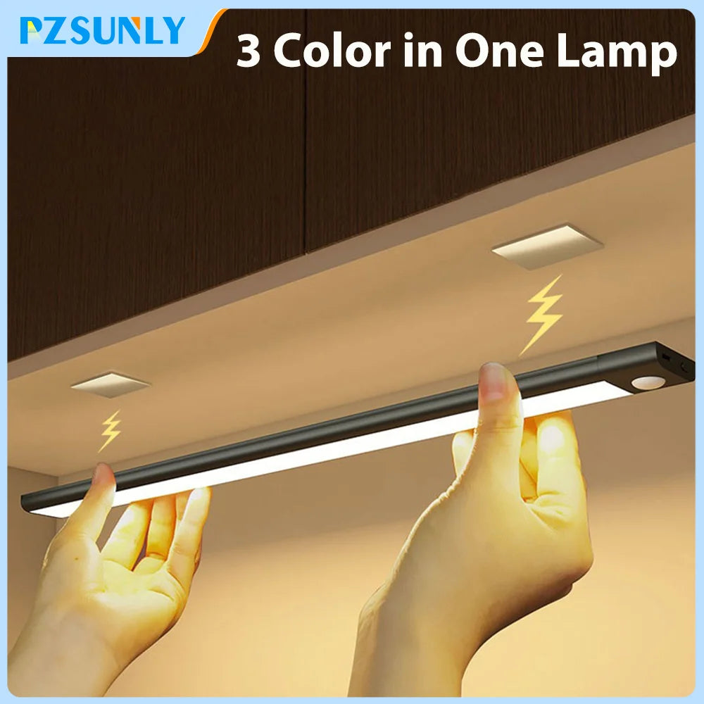 Luz con sensor de movimiento, luz nocturna LED inalámbrica, lámpara nocturna recargable por USB, lámpara para armarios y vestidores, luz de fondo para cocina, LED