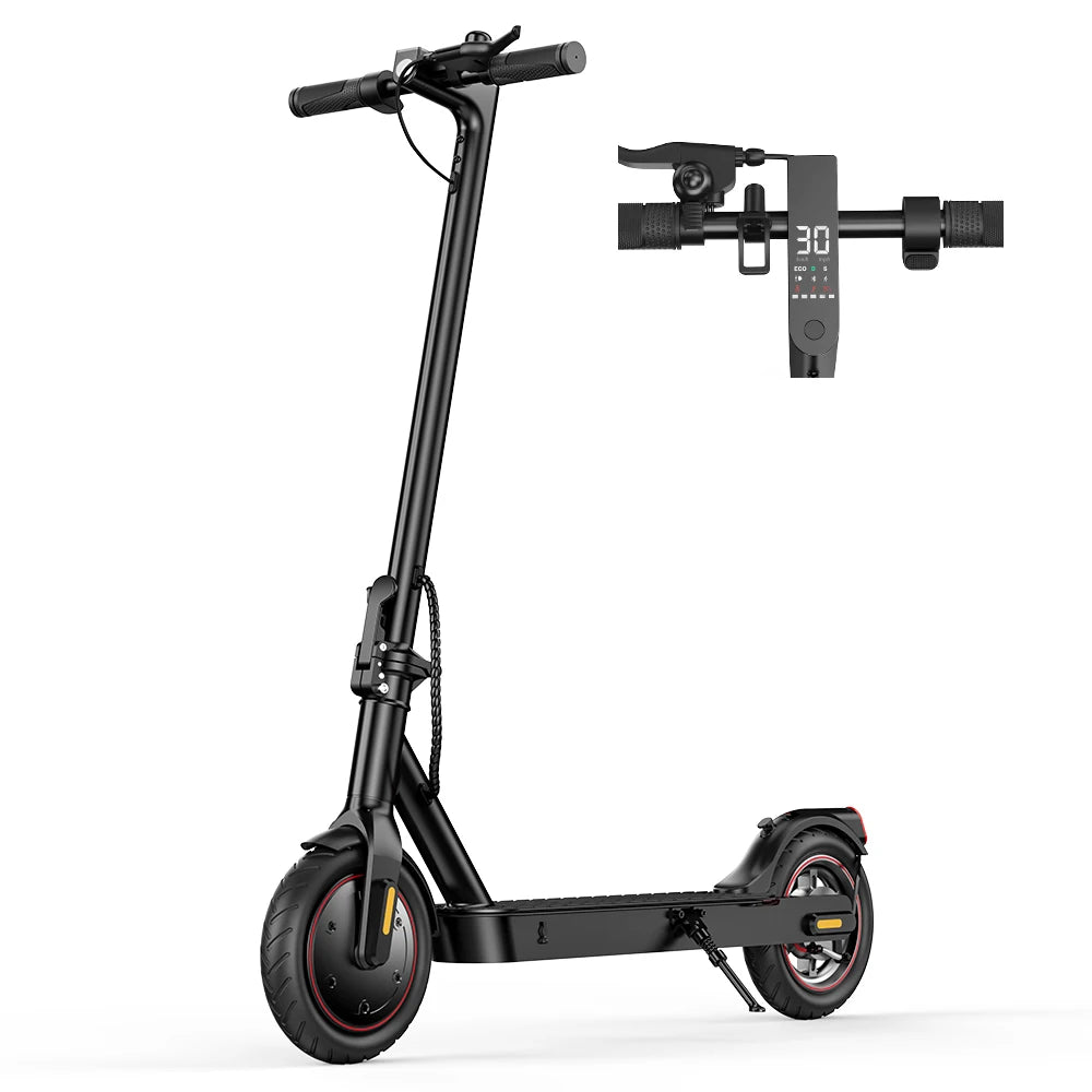 iScooter W3C de 8,5 pulgadas, con batería de 36 V y una autonomía de 22–30 km, tracción trasera, neumáticos de aire y freno eléctrico trasero integrado en el buje.