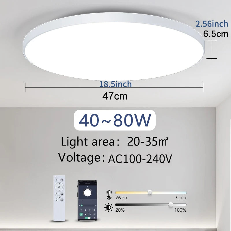 Lámpara de techo inteligente MARPOU, lámpara LED para dormitorio, lámparas de techo grandes, luces LED con mando a distancia, luces LED regulables para habitaciones