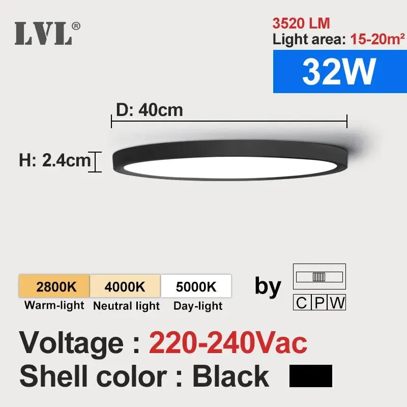 Lámpara de techo LED LVL con acabado de madera y blanco, 3 colores de iluminación en 1. Iluminación para el hogar: cocina, dormitorio y baño. Lámpara de techo redonda empotrada.