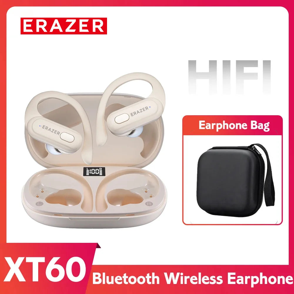 ERAZER XT60pro, auriculares Bluetooth, auriculares Hi-Fi, auriculares con reducción de ruido y micrófono, con gancho para la oreja