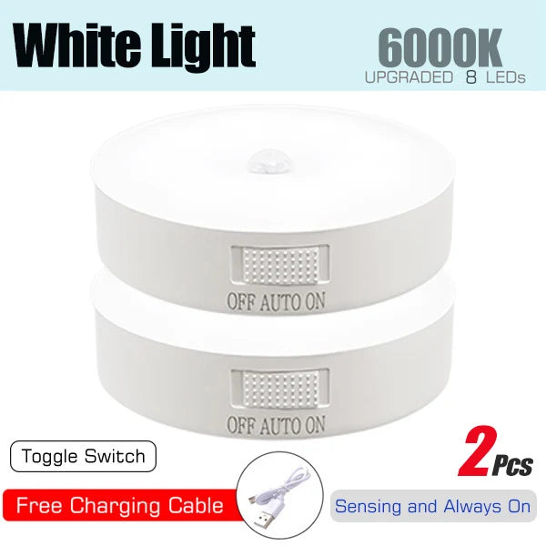 Lámpara LED con sensor de movimiento, recargable por USB, para cocina, dormitorio, escaleras, pasillo, armario y vestidor