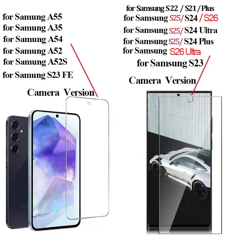 Protector de pantalla HD para Samsung S23, S26, A55, A35, A54 y S25; cristal templado H9 para Samsung S24, S21, S22, Mica, Galaxy S24 Ultra y S23 FE