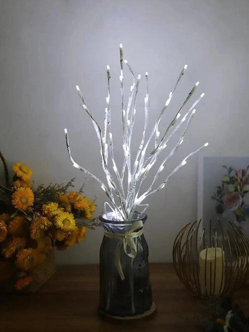 1 unidad de guirnalda de luces con ramas de abedul blanco, que funciona con pilas, con 20 luces LED tipo «fairy lights» y ramas de sauce, para la decoración del hogar, el dormitorio, interiores y exteriores