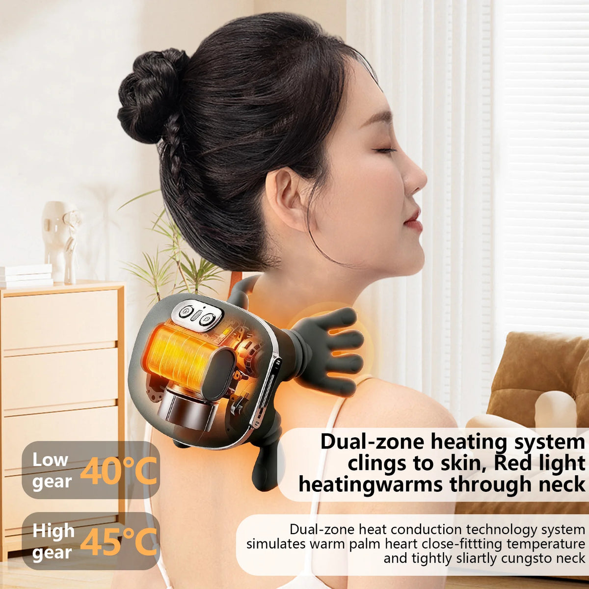 Masajeador Inalámbrico Térmico 4D Shiatsu para Cuello y Hombros YsinoBear