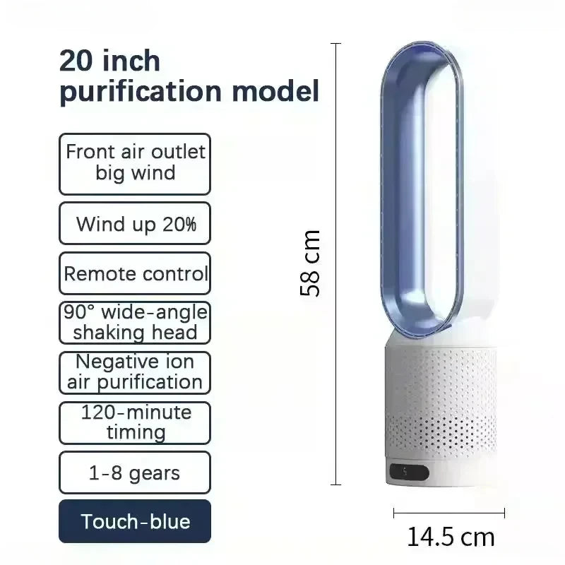 NUOYING: Ventilador sin aspas de 20 pulgadas,  ventilador eléctrico de torre ultrasilencioso para dormitorios.