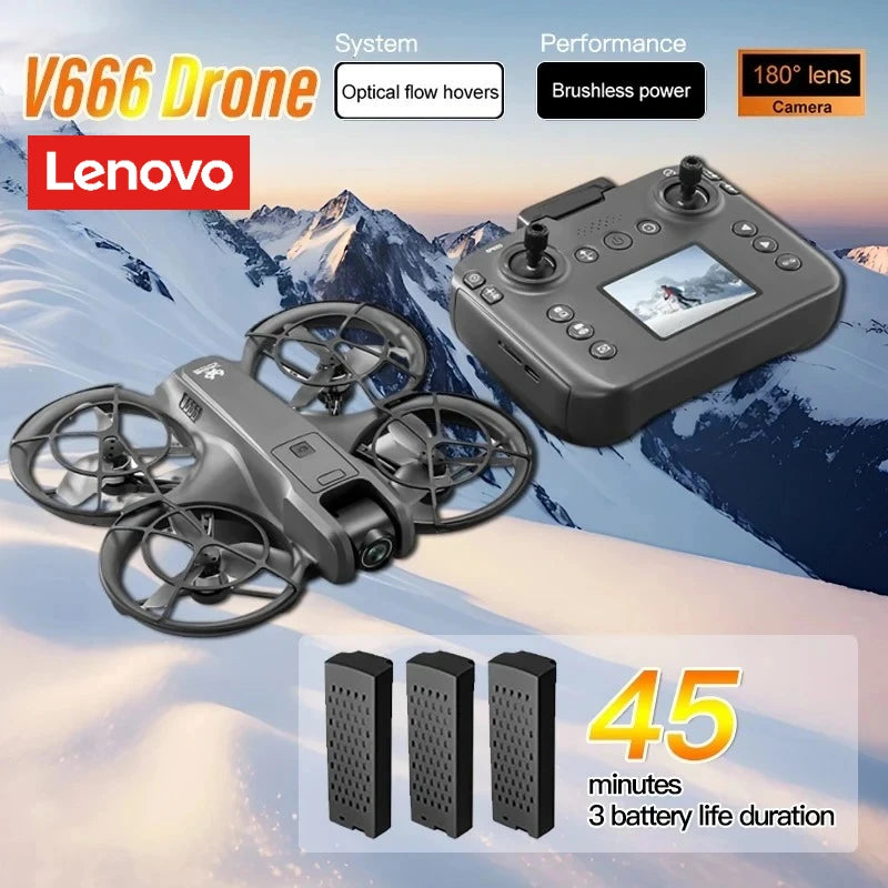 Lenovo V666 : mini dron profesional de 4K para tomas aéreas, con doble cámara de 8K, sistema inteligente de evitación de obstáculos y cuadricóptero sin escobillas.
