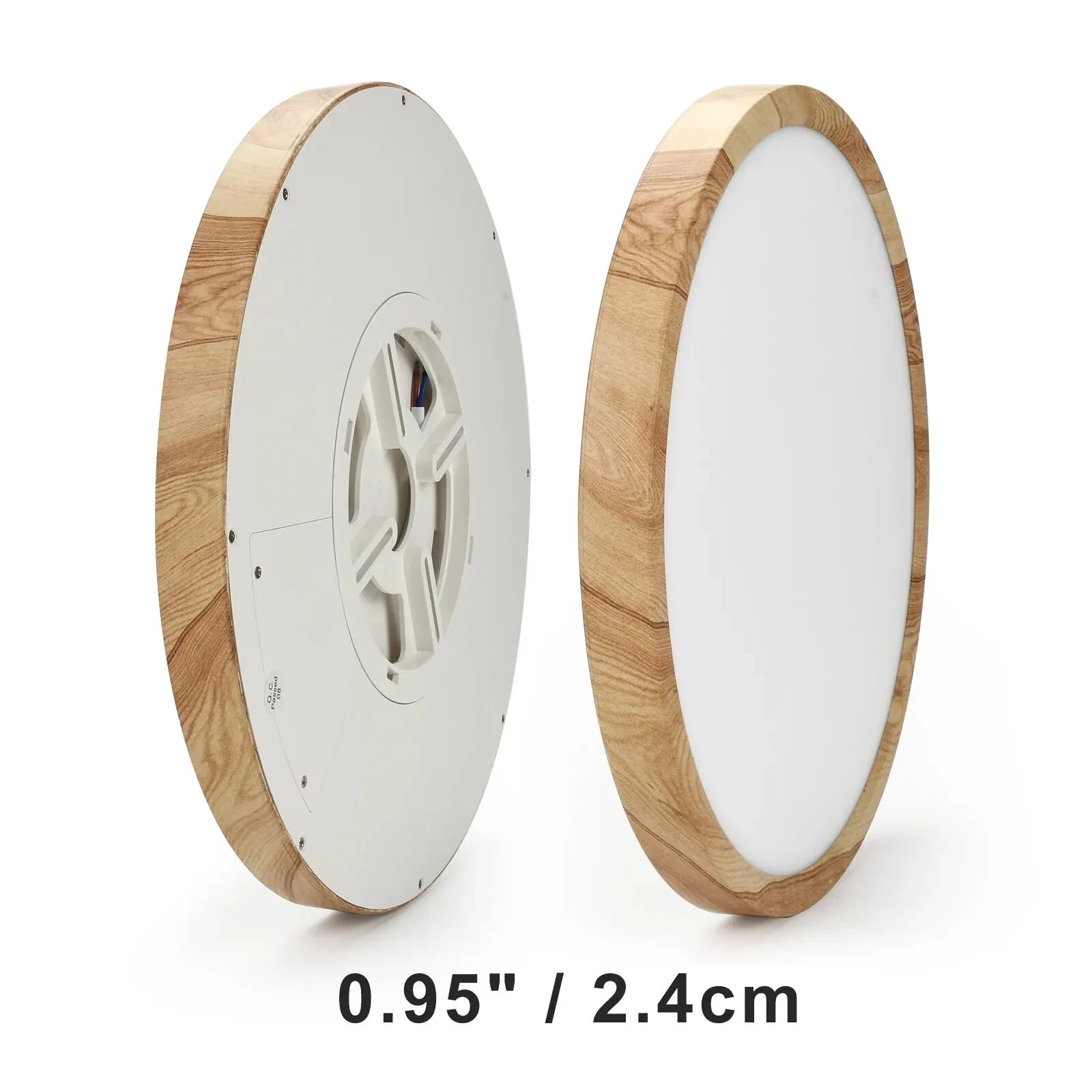 Lámpara de techo LED LVL con acabado de madera y blanco, 3 colores de iluminación en 1. Iluminación para el hogar: cocina, dormitorio y baño. Lámpara de techo redonda empotrada.