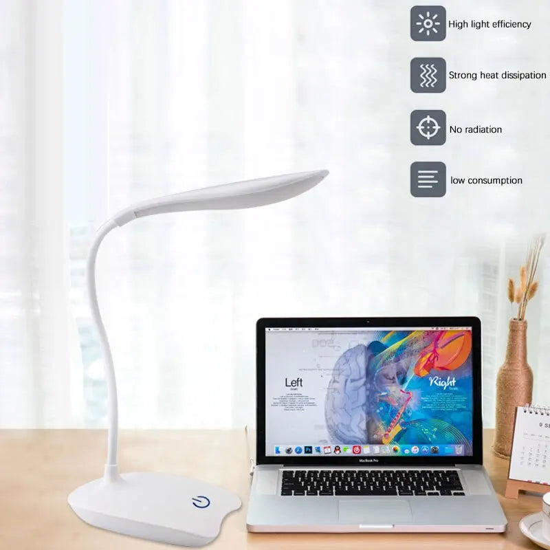 Lámpara de escritorio LED, recargable por USB, con protección ocular, luz nocturna para la habitación, lámpara de mesilla de noche, lámpara de lectura para estudiantes