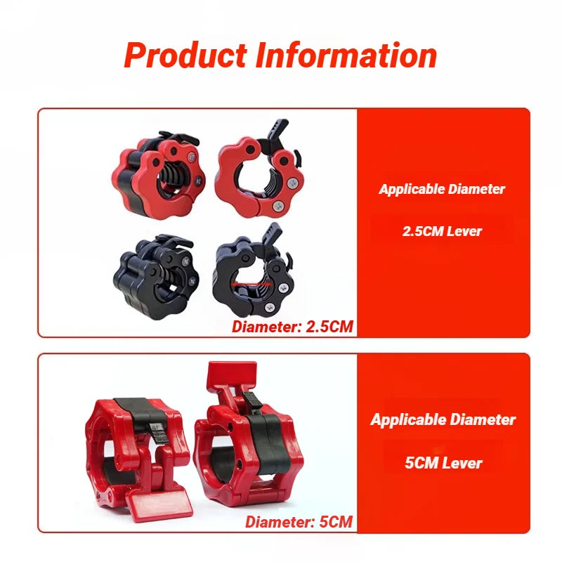 Collarines para Barra de 25MM - Abrazaderas de Liberación Rápida - Clips para Barra de Pesas para Halterofilia y Entrenamiento de Fuerza - Cierre de Seguridad Spinlock