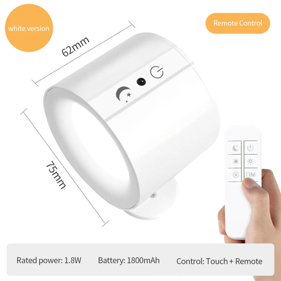 Apliques de pared LED con control táctil, lámpara de pared de doble cabezal, giratoria 360°, 3 colores, luces de pared e luces nocturnas inalámbricas para el dormitorio