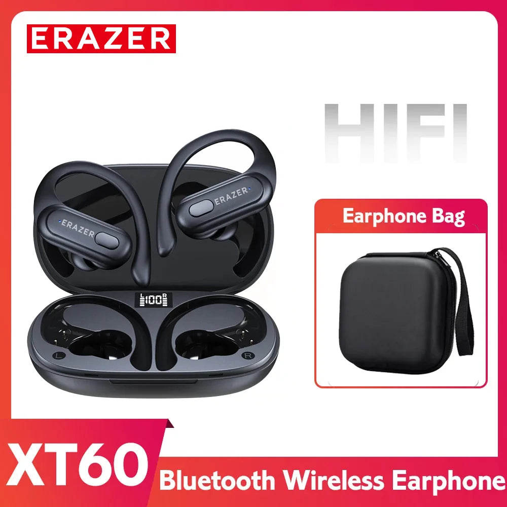 ERAZER XT60pro, auriculares Bluetooth, auriculares Hi-Fi, auriculares con reducción de ruido y micrófono, con gancho para la oreja