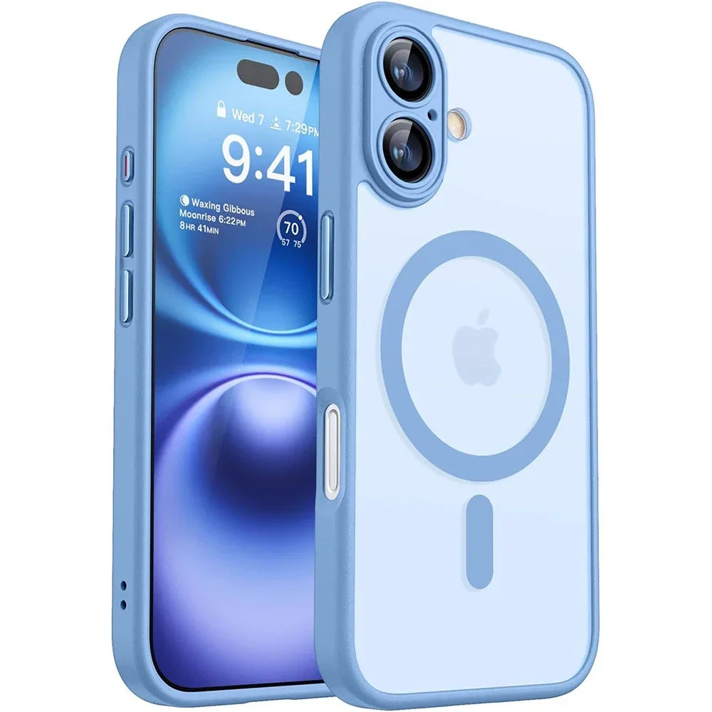 Funda protectora magnética, mate y translúcida, resistente a los golpes, para iPhone 17, 16, 15, 14, 13, 12 y 11 Pro Max y Plus, compatible con la carga inalámbrica MagSafe