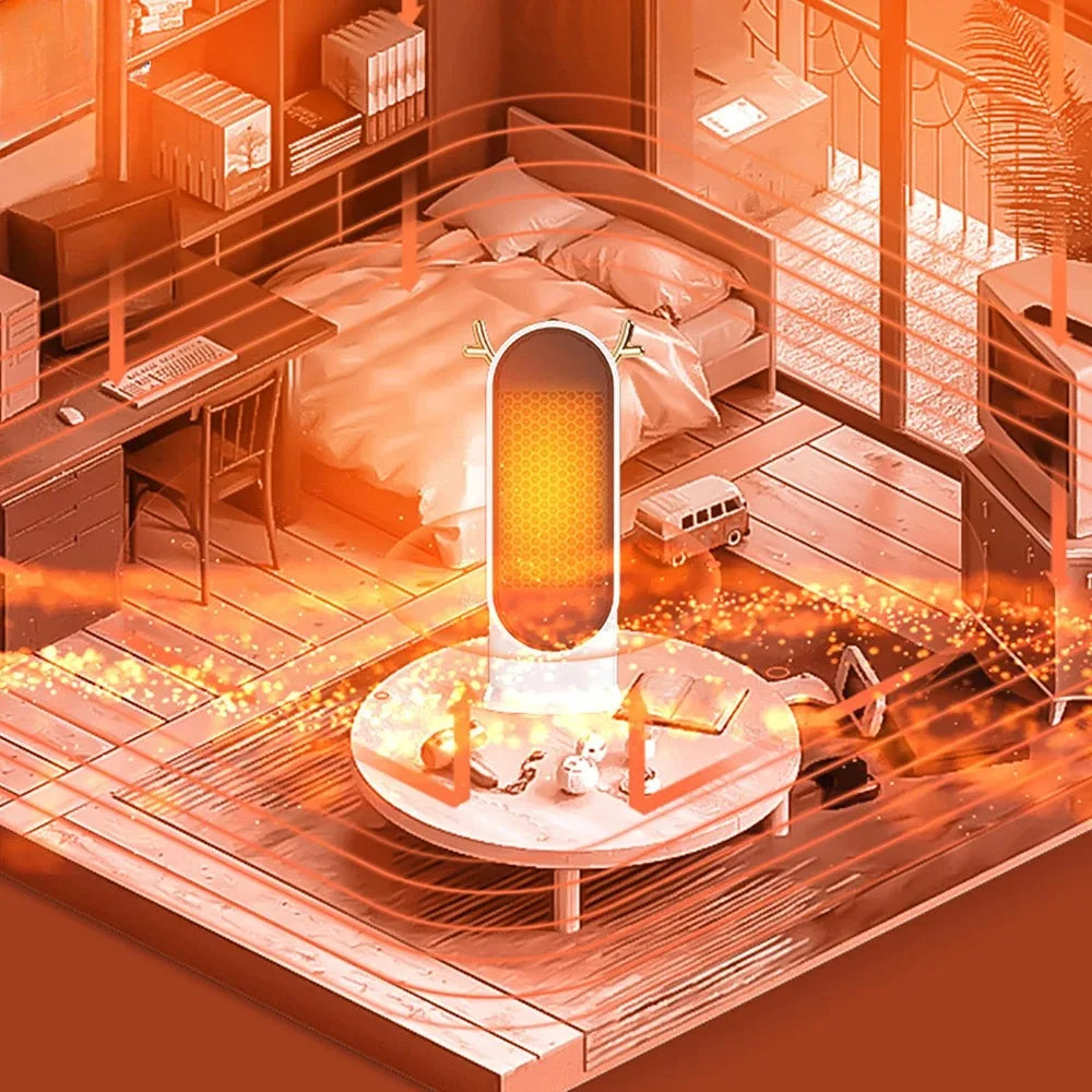 Calefactor Eléctrico de Sobremesa 500W Portátil - Calefactor con Termostato Inteligente y Ventilador, Calefacción Rápida de Invierno para Hogar y Oficina