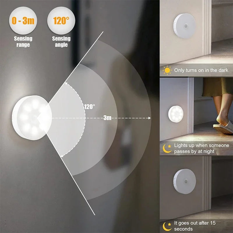Lámpara nocturna LED con sensor de movimiento, recargable por USB, de 2 a 6 unidades. Lámpara nocturna de 3 colores para armarios, vestidores, escaleras y armarios, sin cables.