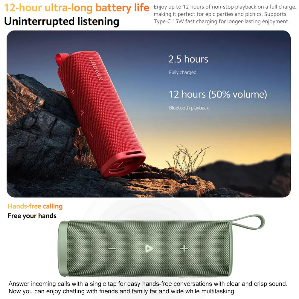 Versión Global Xiaomi Sound Outdoor, Parlante Portátil de 30W, Combo Estéreo TWS, Batería de Larga Duración de 12 Horas, Parlante Inalámbrico IP67 BT5.4