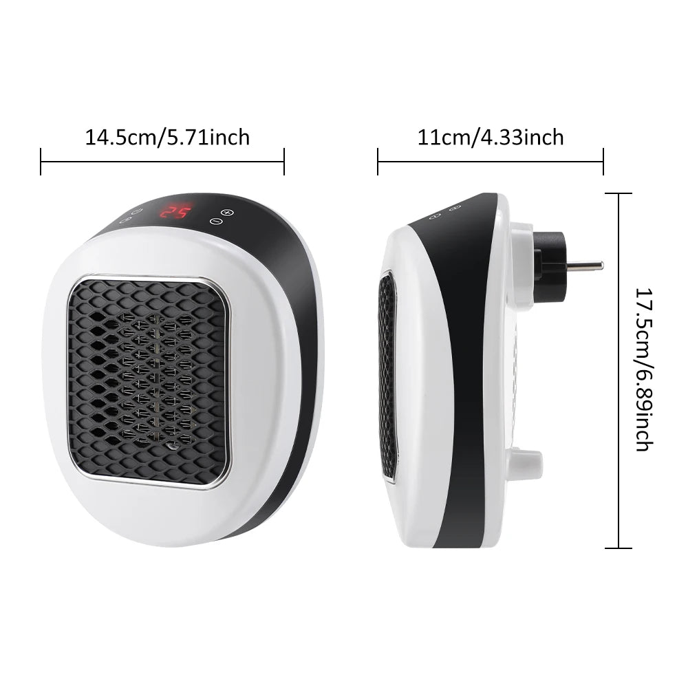Calefactor Eléctrico de Pared 600W con Mando a Distancia - Mini Calefactor Enchufable de Calentamiento Rápido, Calentador Corporal de Invierno para Hogar y Oficina