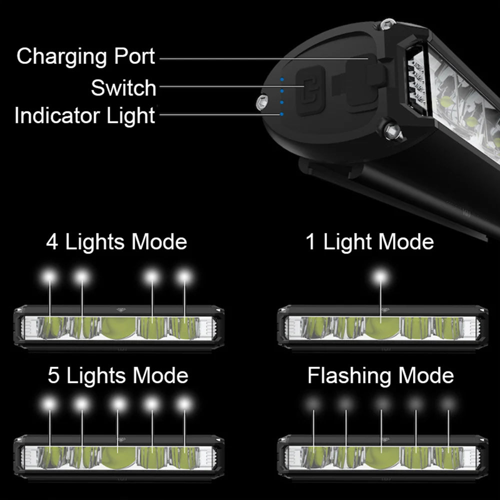Fivemi 5Led Luces de Bicicleta MTB 10000MAH Luz de Bicicleta Recargable Linterna Bicicleta Accesorios de Ciclismo para Exteriores para Patinete Eléctrico