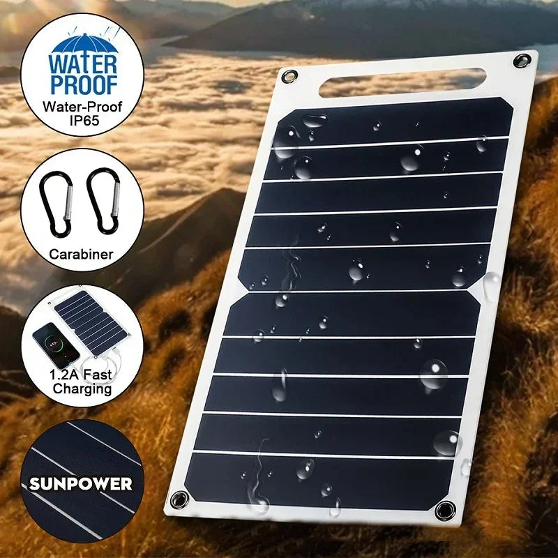 Panel de Carga Solar Impermeable 30W | Portátil para Camping y Exterior