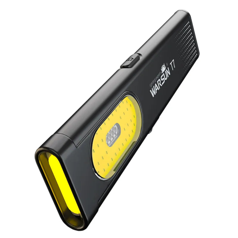 WARSUN T7: 800 lm, recargable, con base magnética y clip.