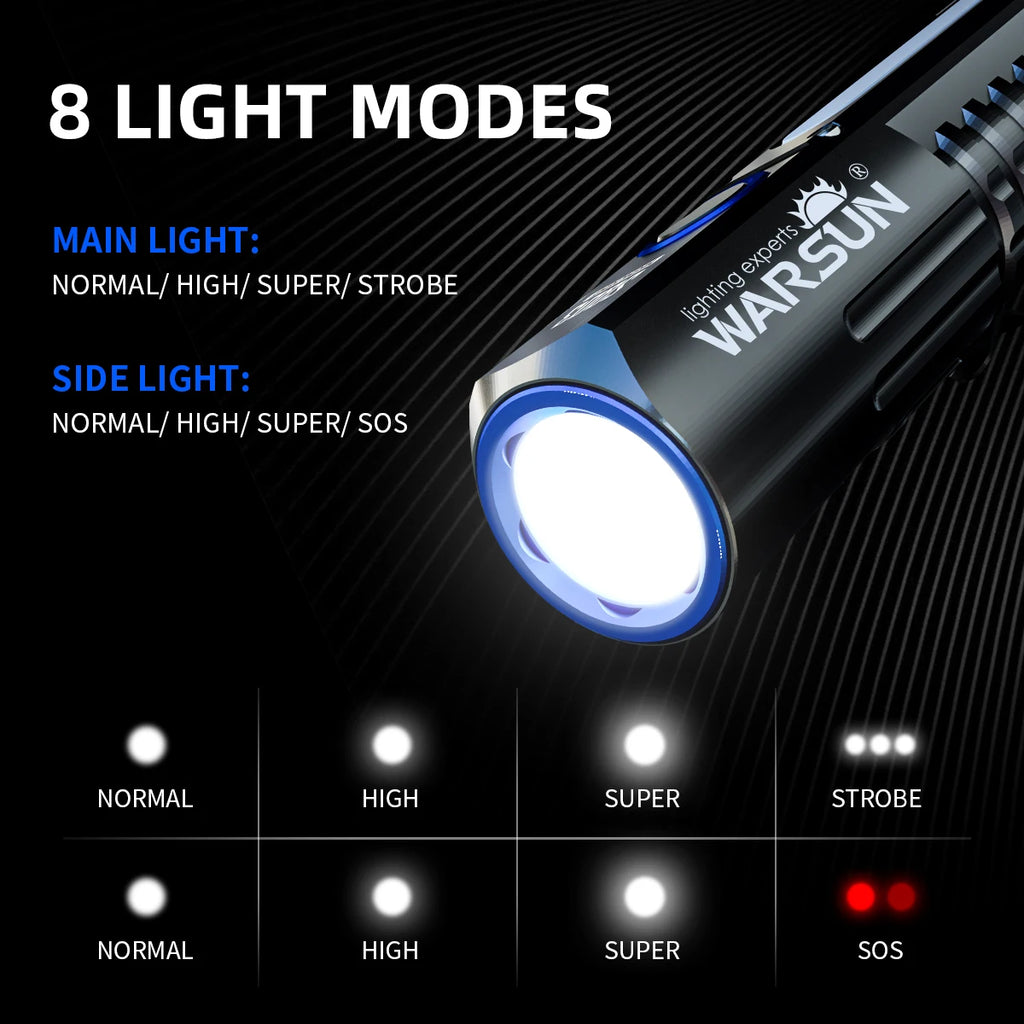 Warsun: con 8 modos de iluminación, ideal para acampada y senderismo, para situaciones de emergencia