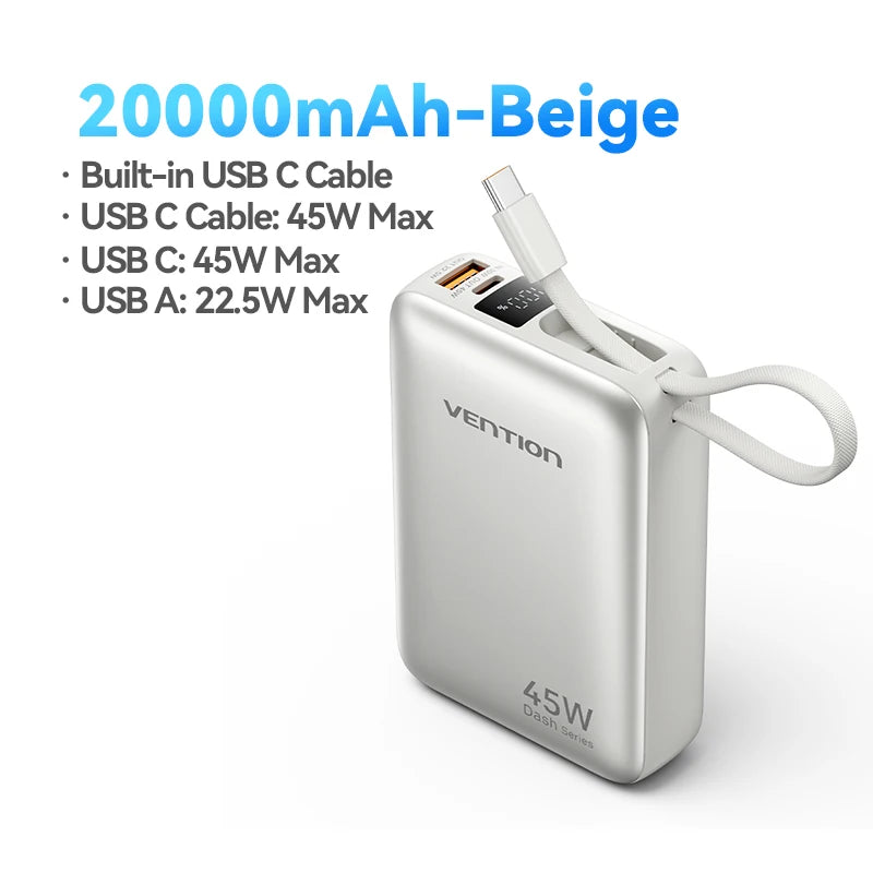 Vention CCC de 45 W y 20 000 mAh con carga rápida.