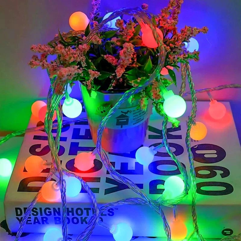 Guirnalda de luces LED esféricas de 10 m, con alimentación por USB o batería, para exteriores, lámparas de boda, jardín, luces de hadas y decoración navideña