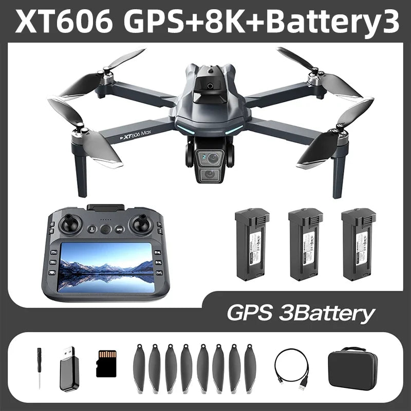 Lenovo XT606: Dron con GPS, cámara profesional 4K y 8K HD, pantalla FPV, sistema de evitación de obstáculos de 360°, cuadricóptero